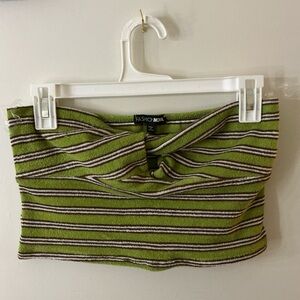 Fashion Nova Olive Striped Crop Top